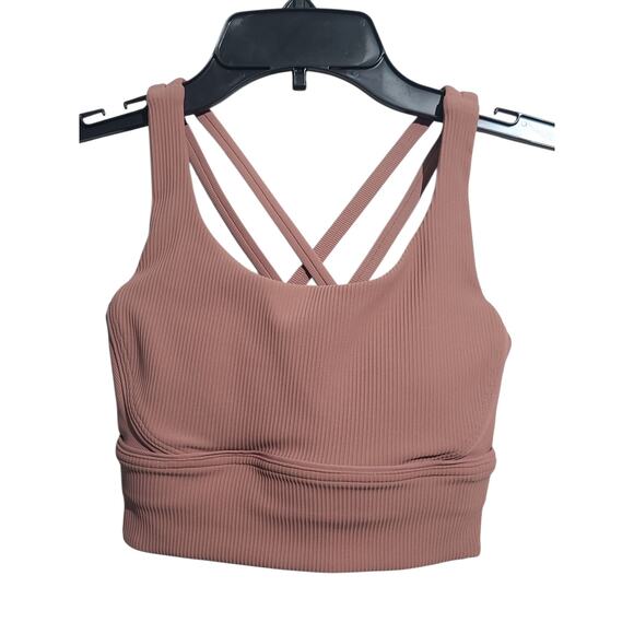 Lululemon Energy Bra Longline Ribbed Medium Support Spiced Chai Size 2 - Picture 2 of 5